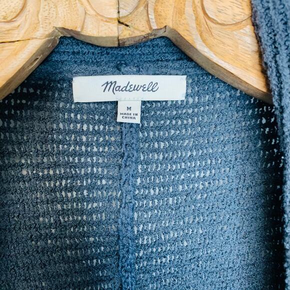 Madewell Gray Open Front Ribbed Cardigan Waterfall Sz Medium - Picture 3 of 5